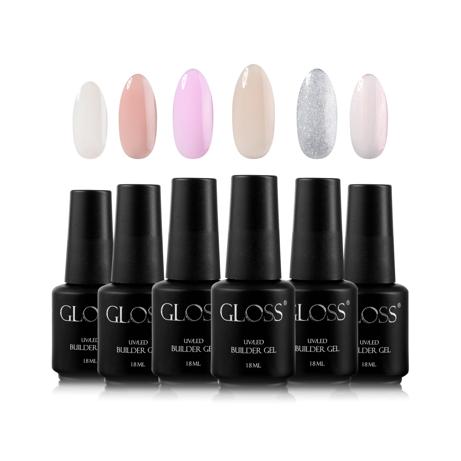 GLOSS Builder gel set "Neutral Chic", 6 pcs (18 ml with brush)